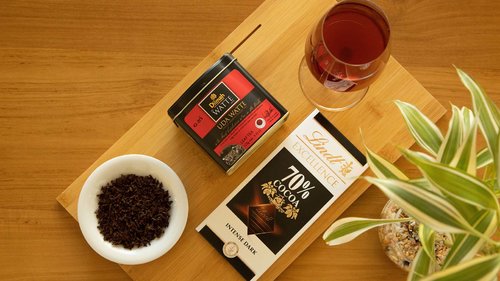 LINDT 70% Cocoa Intense Dark paired with Uda watte