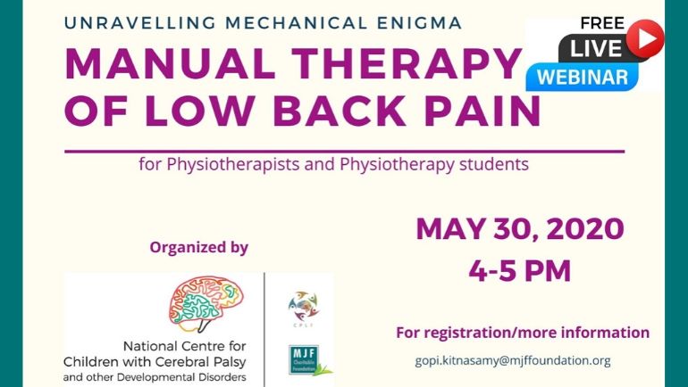 Free webinar on ‘Manual Therapy of Low Back Pain’ -"Free