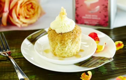 Coconut ice cupcakes with vanilla rose syrup