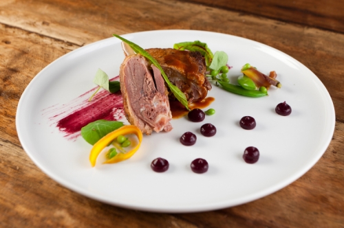 Duck Confit Blueberry and Clove Gel