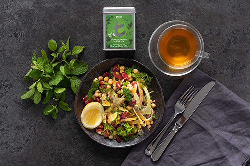 Whole Grain Bean Salad with Fresh Herbs, Moroccan Mint Tea, Fennel and Turmeric