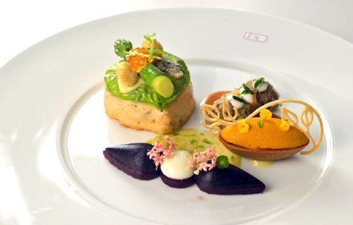 Sous-Vide Round Island Barramundi with Prawn Chive Leaf