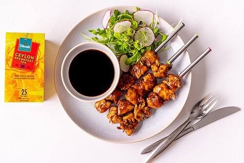 Dilmah Ceylon Breakfast Corn Fed Chicken Skewers