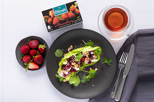 Beetroot Tartare, Walnuts and Black Tea with Strawberry