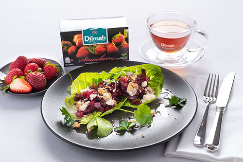 Beetroot Tartare, Walnuts and Black Tea with Strawberry