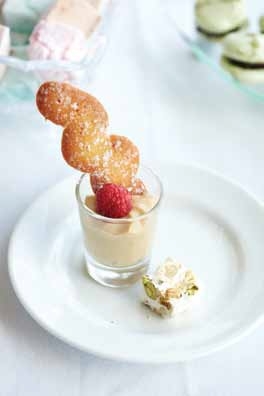 Italian Almond Tea mousse, roasted hazelnuts and pistachio nougat