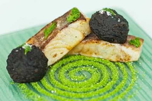 Sea Bass With Rock Of Curanto And Green Dust Paired With Uda Watte Tea