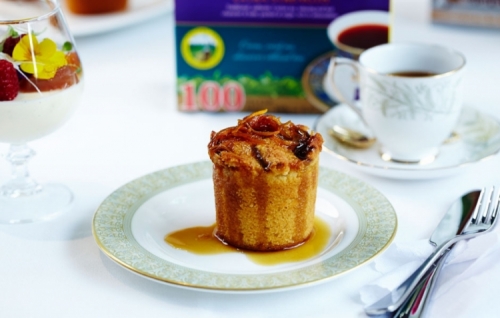 Apple cake with cumquat glaze